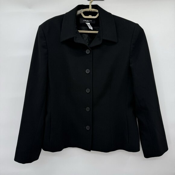 Jones New York Blazer Jacket Womens 14 Plain Black Career Work Office Button‎ Up - Picture 1 of 6